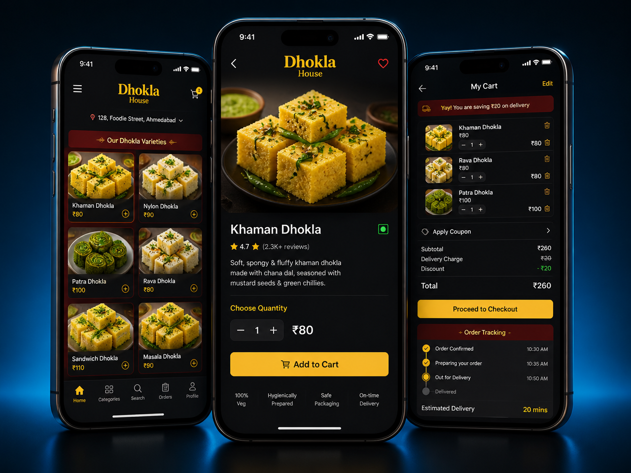 Dhokla House App portfolio mockup