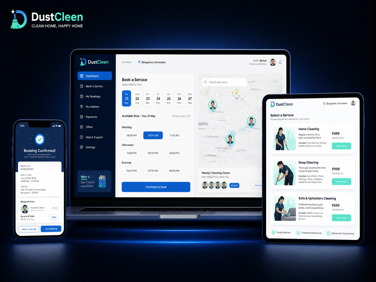DustCleen portfolio mockup